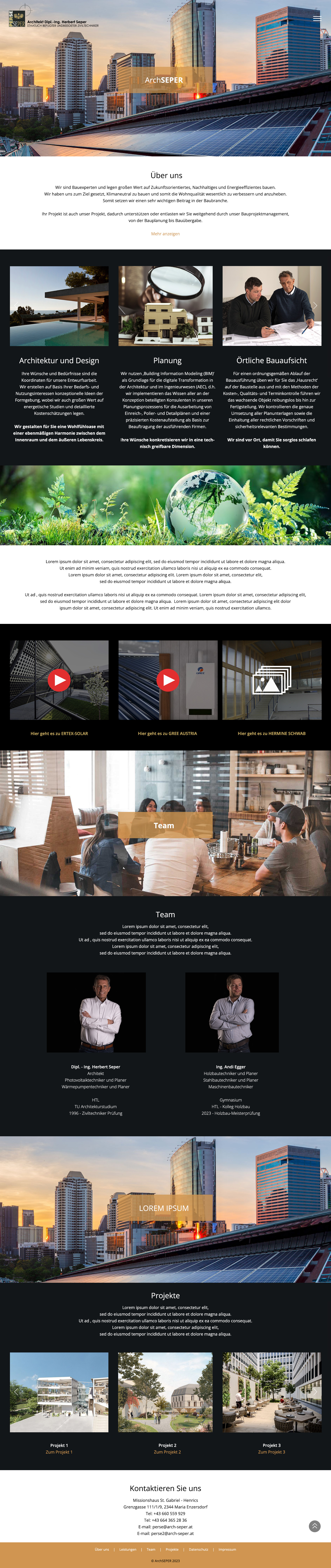 Website design for an architecture firm ArchSEPER