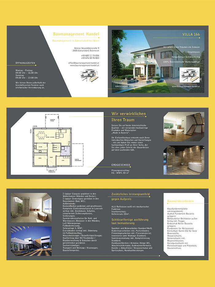 Brochure design for Construction company Baumanagement-Handel