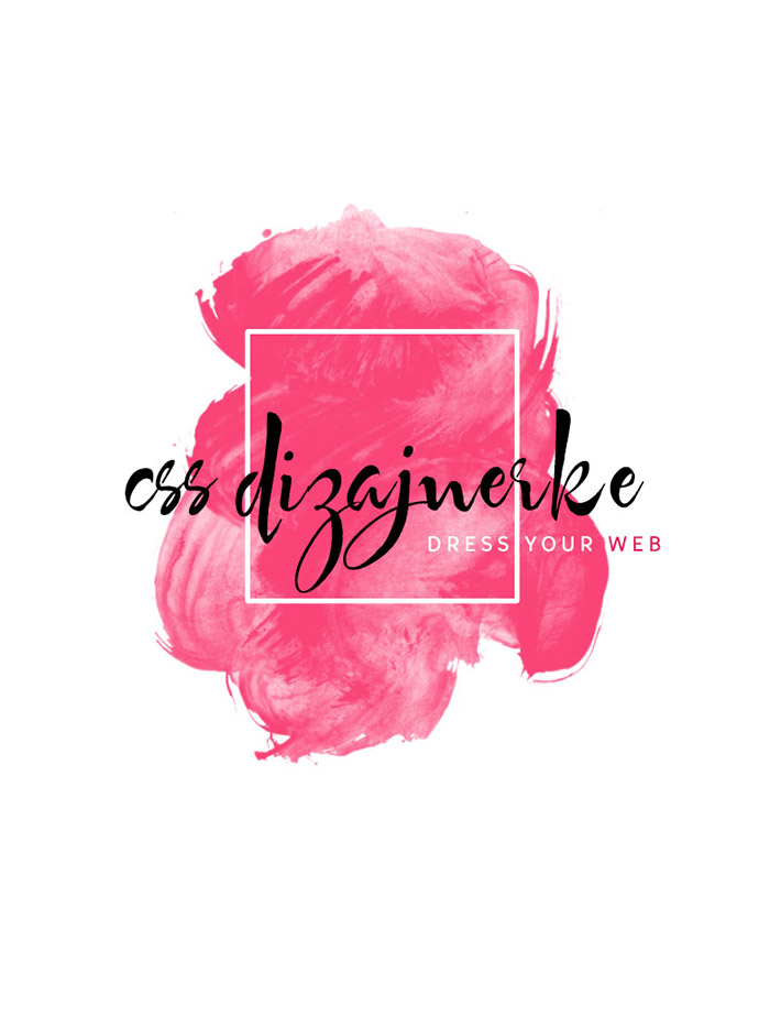 Feminine website and logo design for CSS dizajnerke, featuring pink color and elegant details.