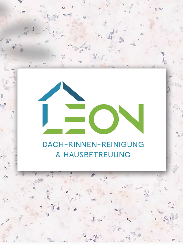 Logo design featuring a clean and modern aesthetic for Leon, a gutter cleaning and housekeeping company.