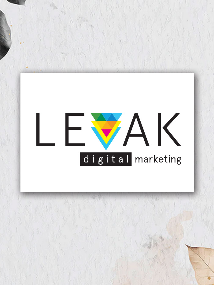 Modern and simple logo design for Levak marketing agency, representing a pixelated funnel symbol in the letter V.