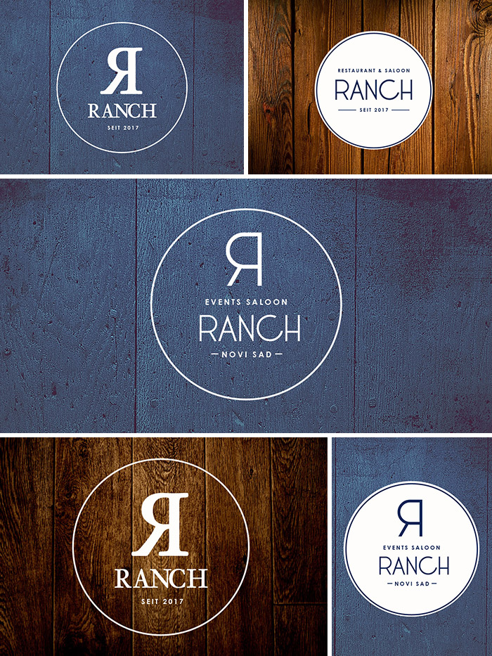 Modern and minimalist logo design for Ranch, a restaurant and event saloon.