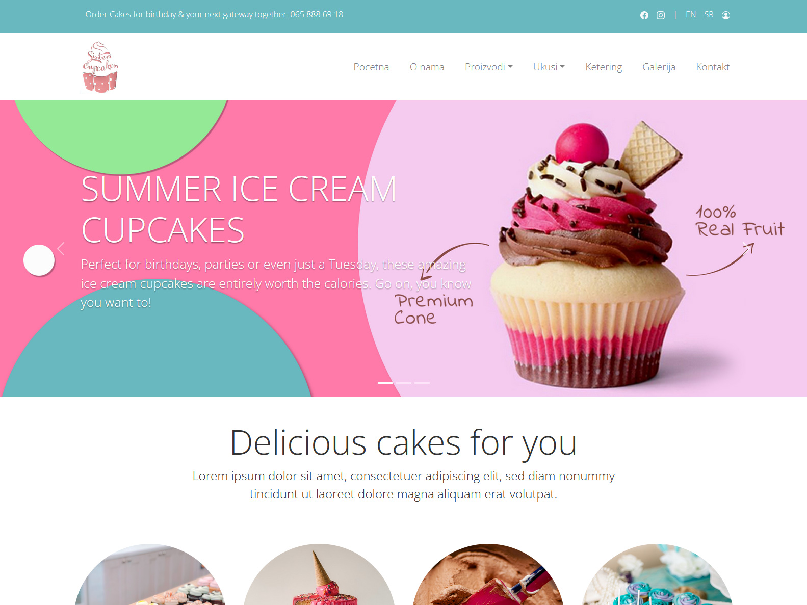 Sisters Cupcakes Web Design thumbnail showcasing homepage design